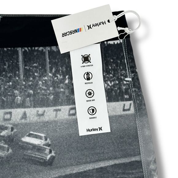 Hurley Nascar Phantom Eco Daytona Finishline 18" Swim Trunks Boardshorts Sz 38 - Picture 3 of 7